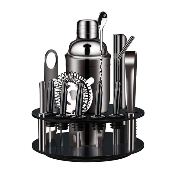 Melns kokteiļu komplekts ar statīvu